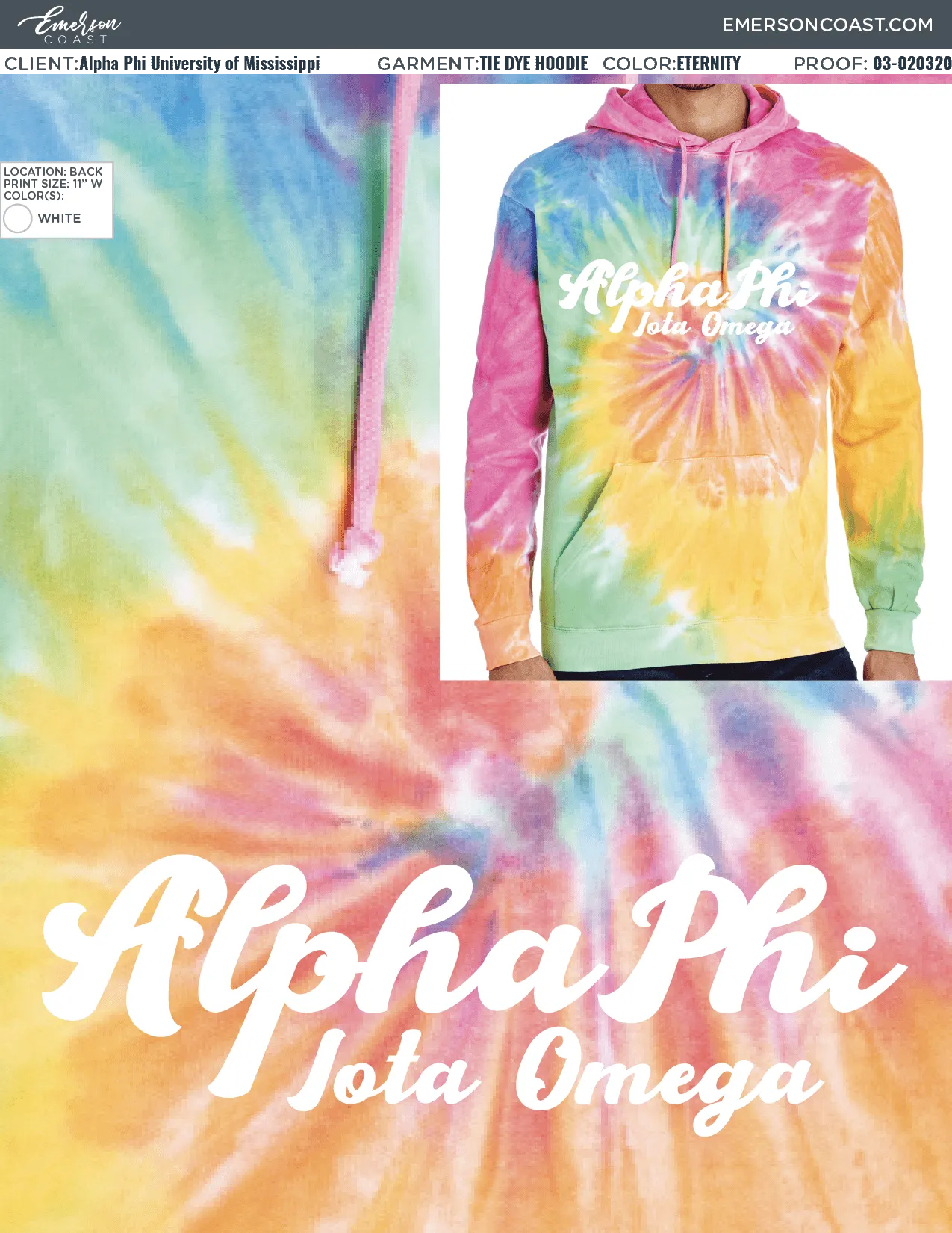 03-020320 Alpha Phi University of Mississippi Tie Dye Hoodies 2020-01