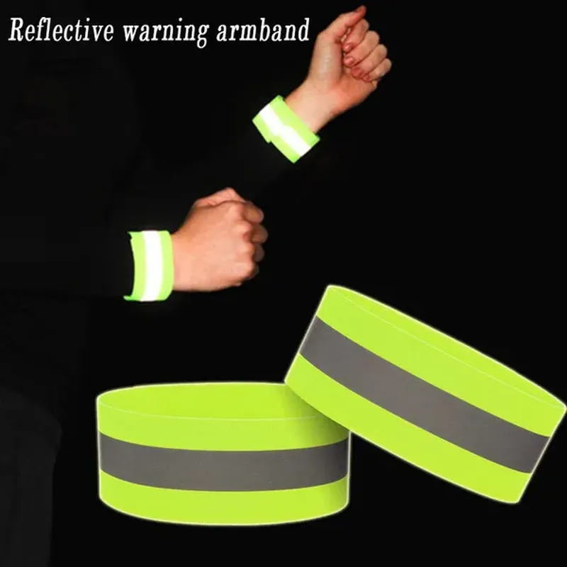 1Pc or 2Pcs High Visibility Reflective Bands on Wrist Arm Ankle Leg for Night Walking Cycling Running Safety Reflector Tape Straps