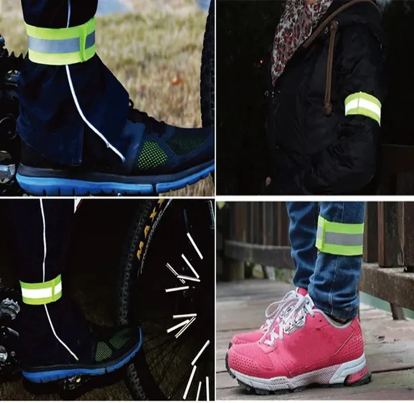 1Pc or 2Pcs High Visibility Reflective Bands on Wrist Arm Ankle Leg for Night Walking Cycling Running Safety Reflector Tape Straps