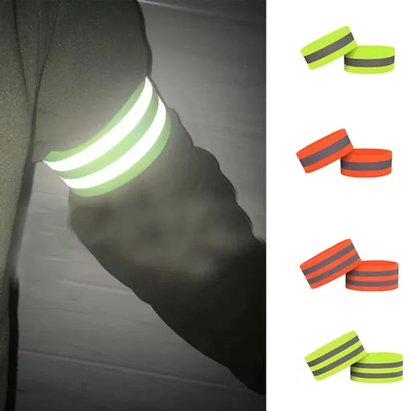 1Pc or 2Pcs High Visibility Reflective Bands on Wrist Arm Ankle Leg for Night Walking Cycling Running Safety Reflector Tape Straps
