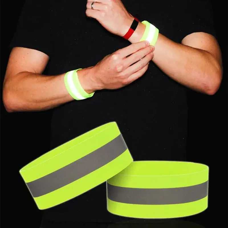 1Pc or 2Pcs High Visibility Reflective Bands on Wrist Arm Ankle Leg for Night Walking Cycling Running Safety Reflector Tape Straps