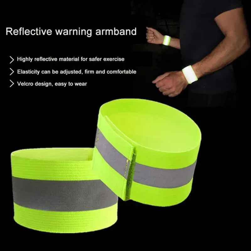 1Pc or 2Pcs High Visibility Reflective Bands on Wrist Arm Ankle Leg for Night Walking Cycling Running Safety Reflector Tape Straps