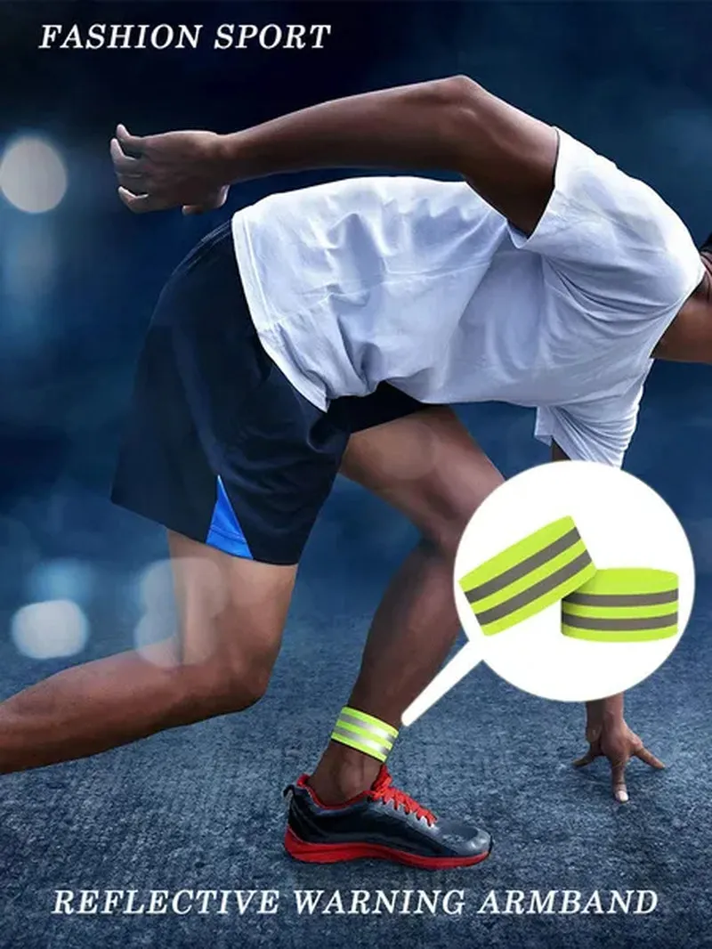 1Pc or 2Pcs High Visibility Reflective Bands on Wrist Arm Ankle Leg for Night Walking Cycling Running Safety Reflector Tape Straps
