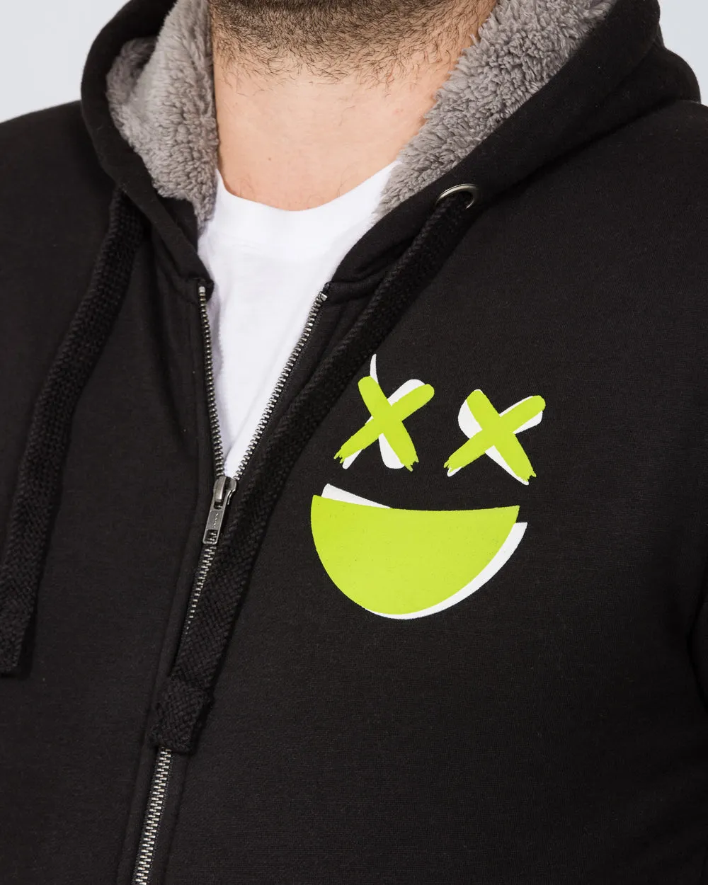 2t Smile Zip Up Tall Sherpa Hoodie (black)