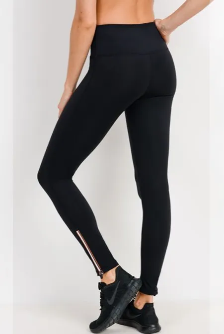 467 Acorn -  PIPED ANKLE ZIP LEGGING