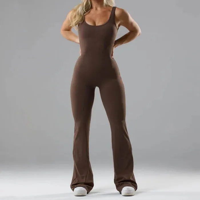 49%OFF🔥2024 Sexy Backless Flare Jumpsuits: Irresistible Sleeveless Style!