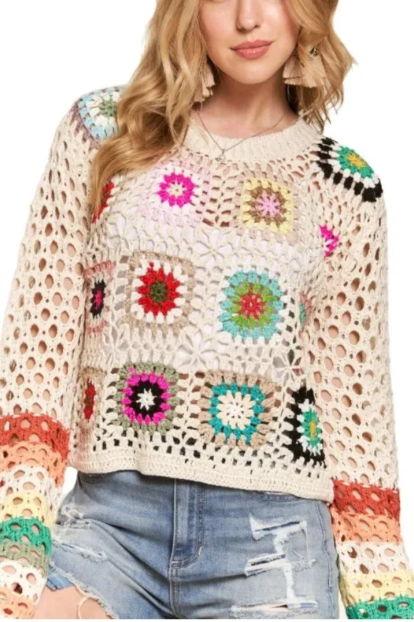 ADORA Lightweight Multi Color Crochet Top