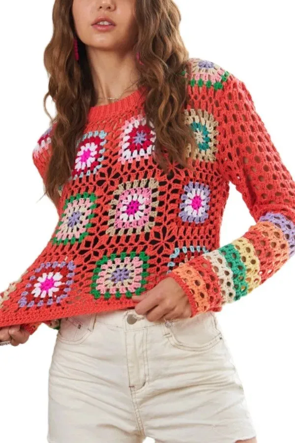 ADORA Lightweight Multi Color Crochet Top