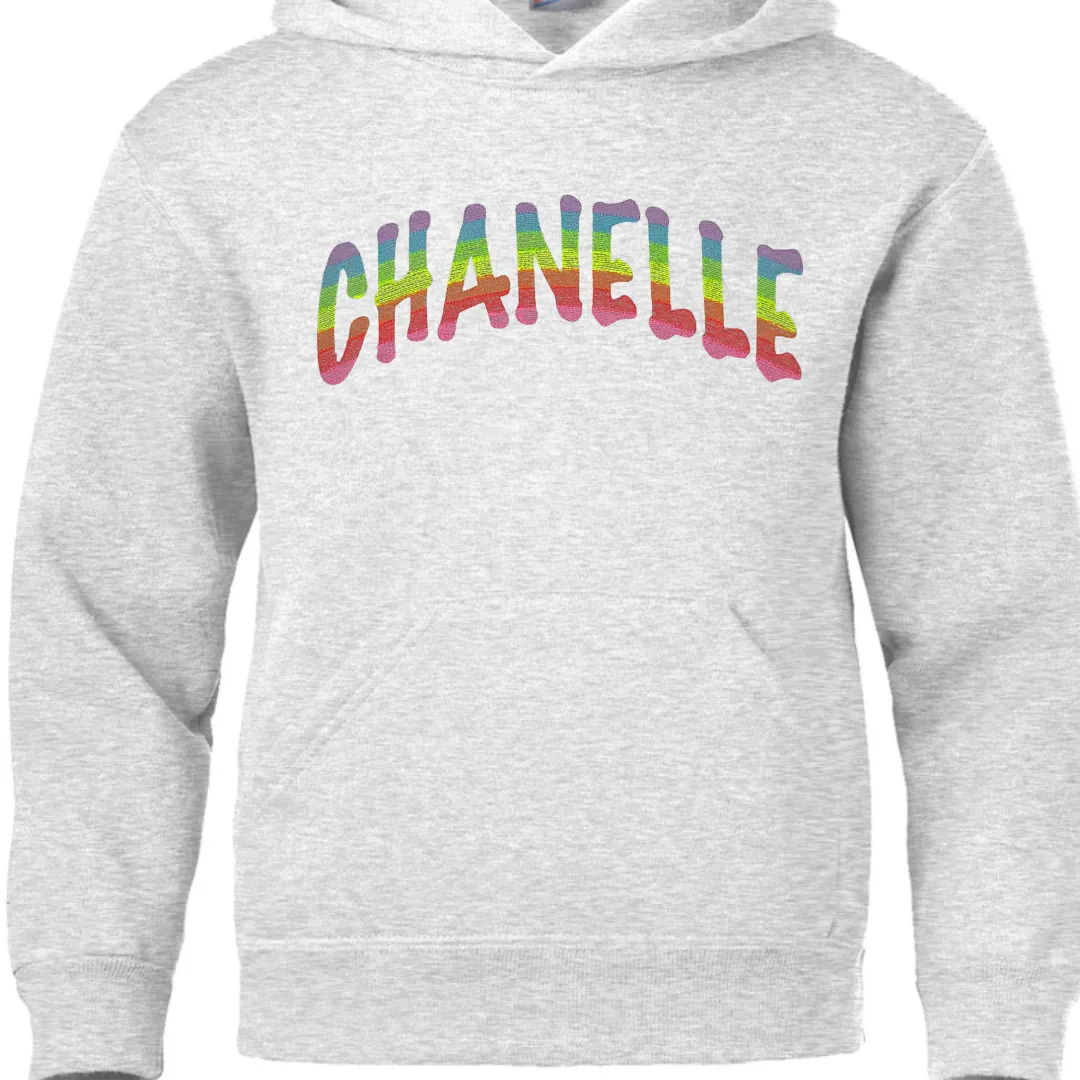 Adult Hoodie (w/ drawstrings)-  Rainbow Name