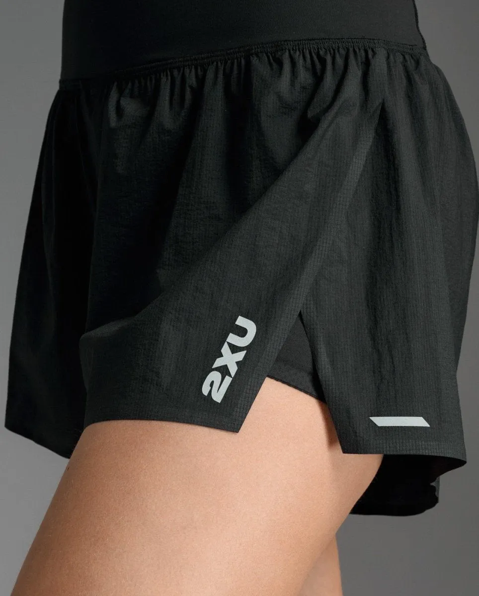 Aero Hi-Rise 2-in-1 3 Inch Shorts Laufshort Damen - black/silver reflective