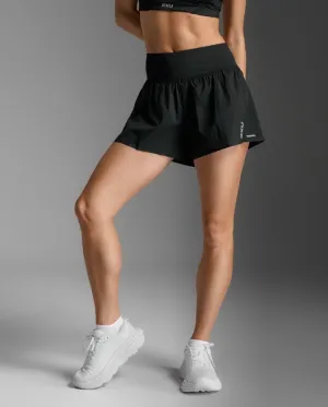 Aero Hi-Rise 2-in-1 3 Inch Shorts Laufshort Damen - black/silver reflective