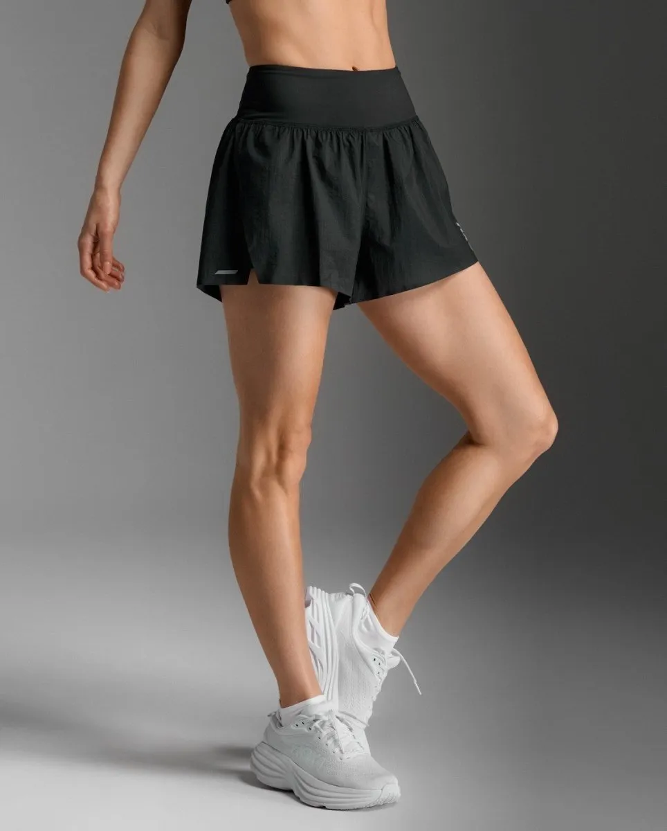 Aero Hi-Rise 2-in-1 3 Inch Shorts Laufshort Damen - black/silver reflective