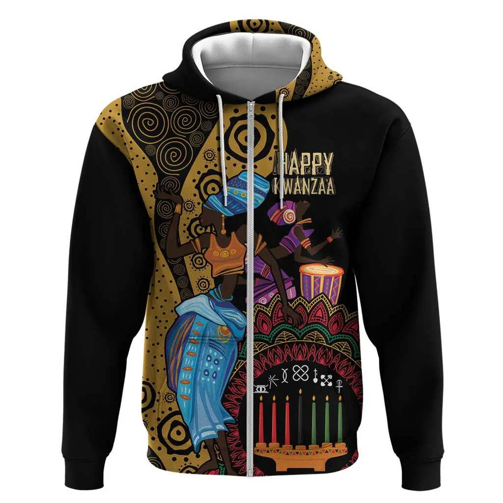 Africa Happy Kwanzaa Zip Hoodie Tribal Dance LT7