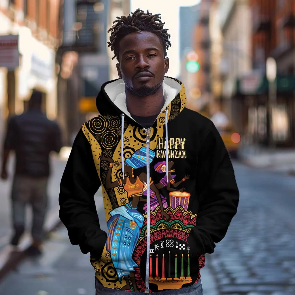 Africa Happy Kwanzaa Zip Hoodie Tribal Dance LT7