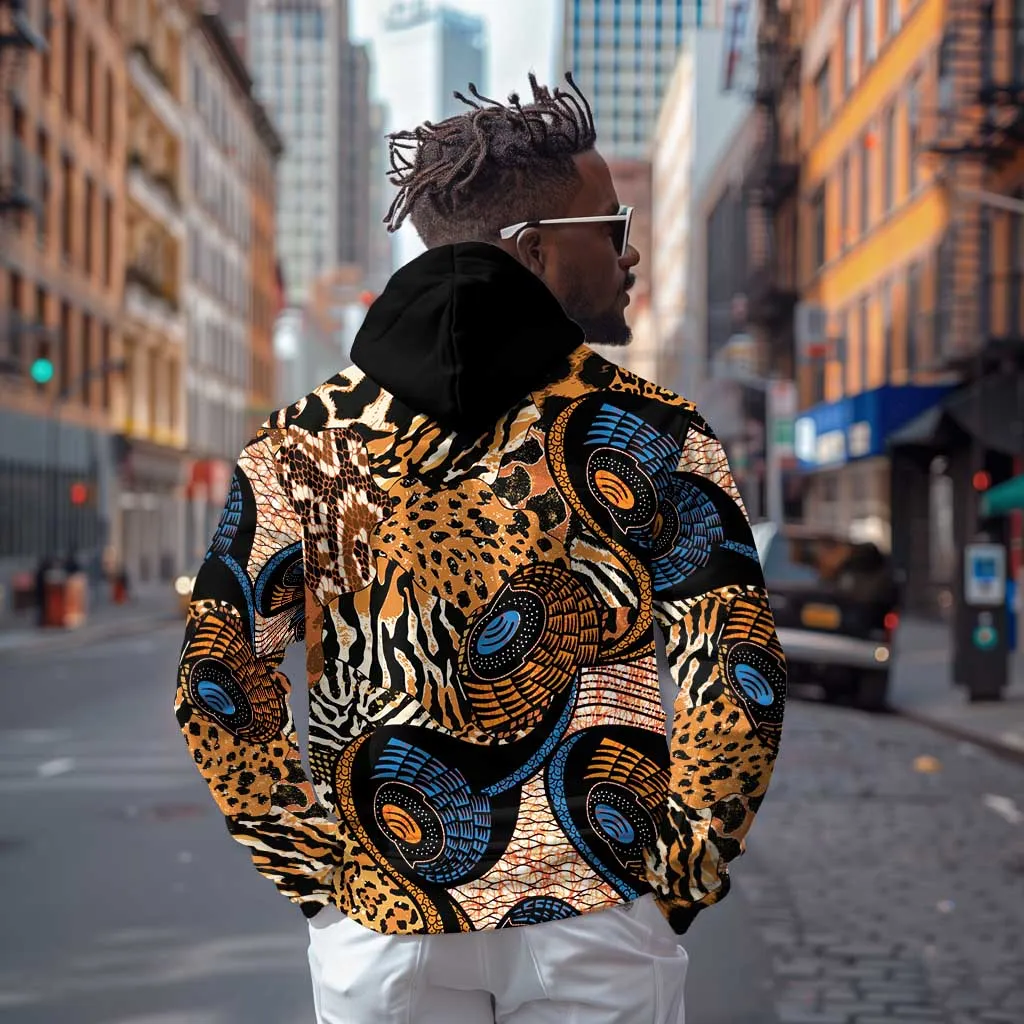 African Ankara Motifs Mixed Animal Skins Zip Hoodie LT9