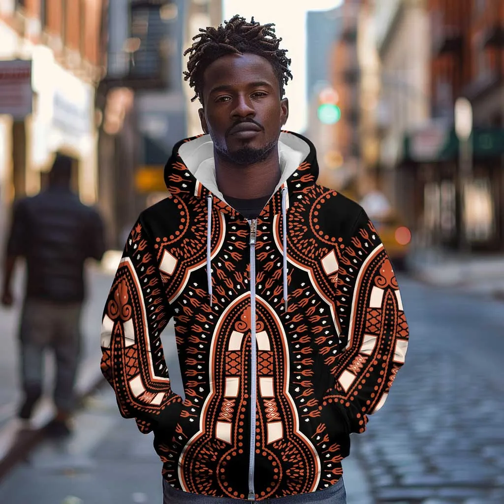 African Dashiki Zip Hoodie Afro Vintage Pattern LT01