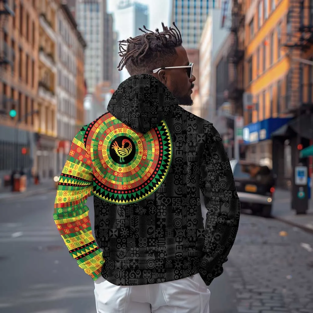African Sankofa Bird Zip Hoodie Adinkra Symbols - Chest Arm Tattoo LT15