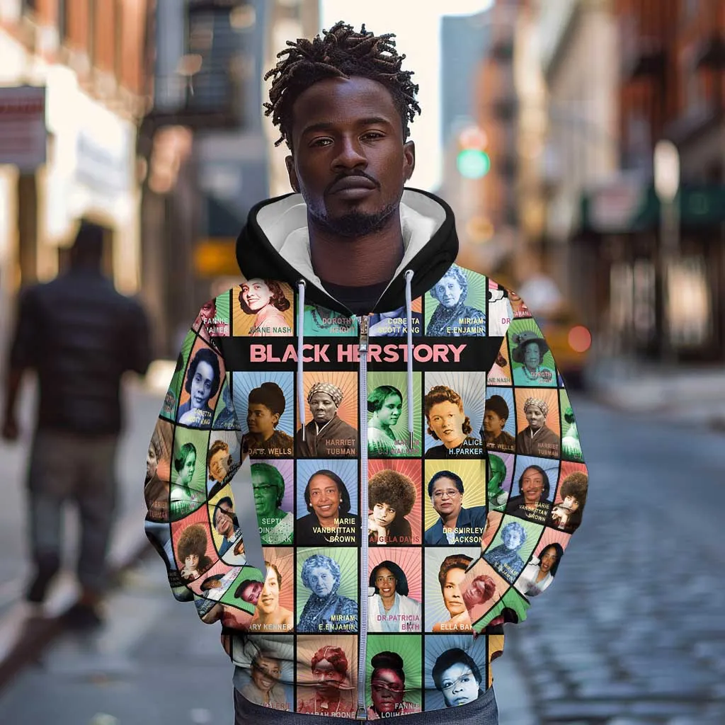 Afro Black Herstory Zip Hoodie African Women History DT03