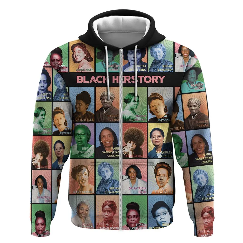 Afro Black Herstory Zip Hoodie African Women History DT03