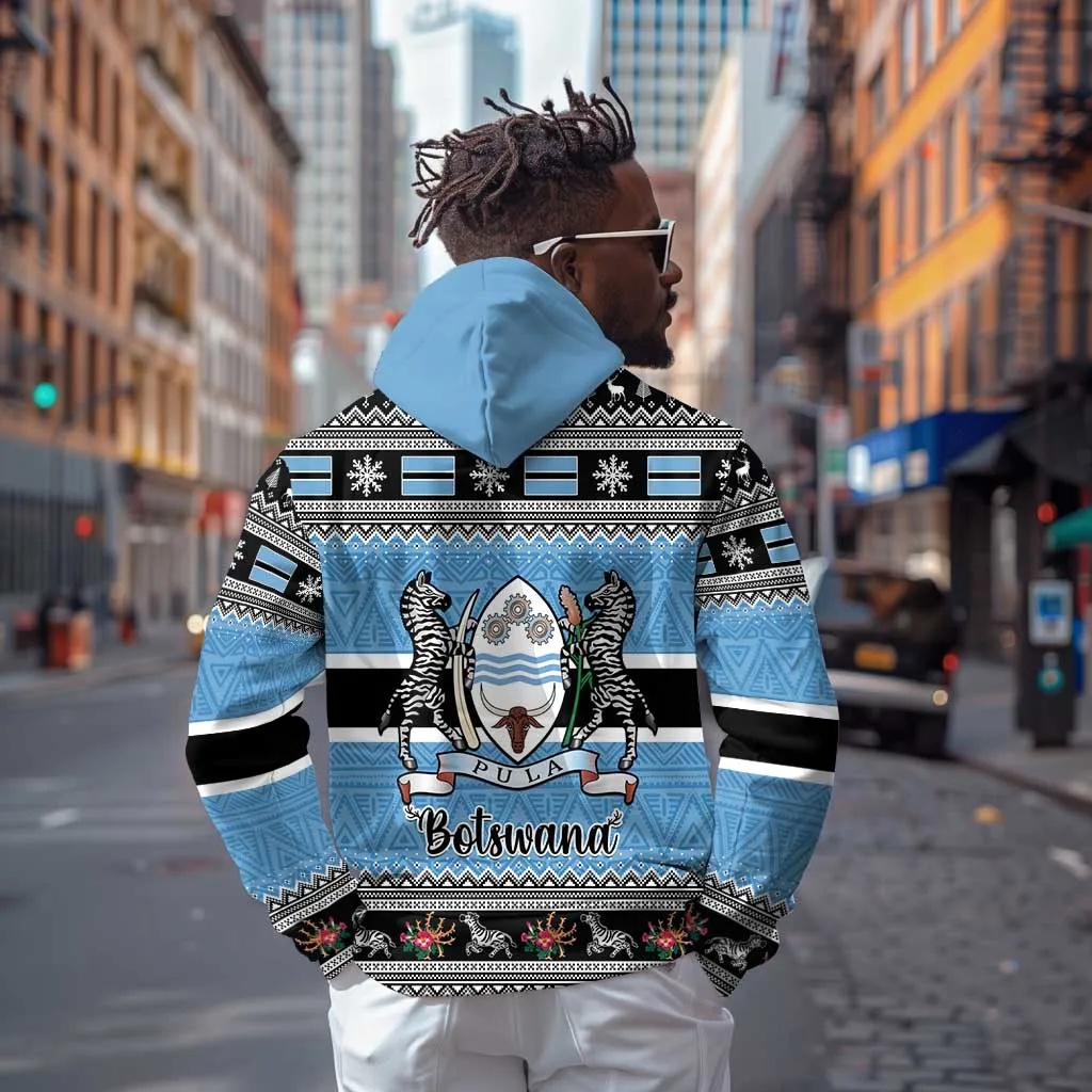 Afro Botswana Christmas Zip Hoodie Coat Of Arms - African Pattern LT15