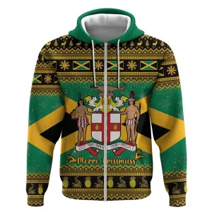 Afro-Jamaicans Zip Hoodie Coat Of Arms - Merry Christmas LT15