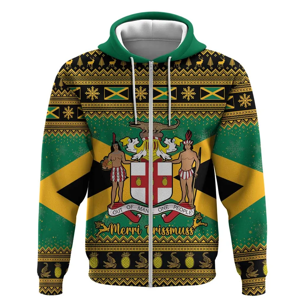 Afro-Jamaicans Zip Hoodie Coat Of Arms - Merry Christmas LT15