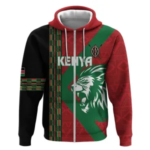 Afro Kenya Rugby Custom Zip Hoodie Go Lionesses - African Pattern LT14