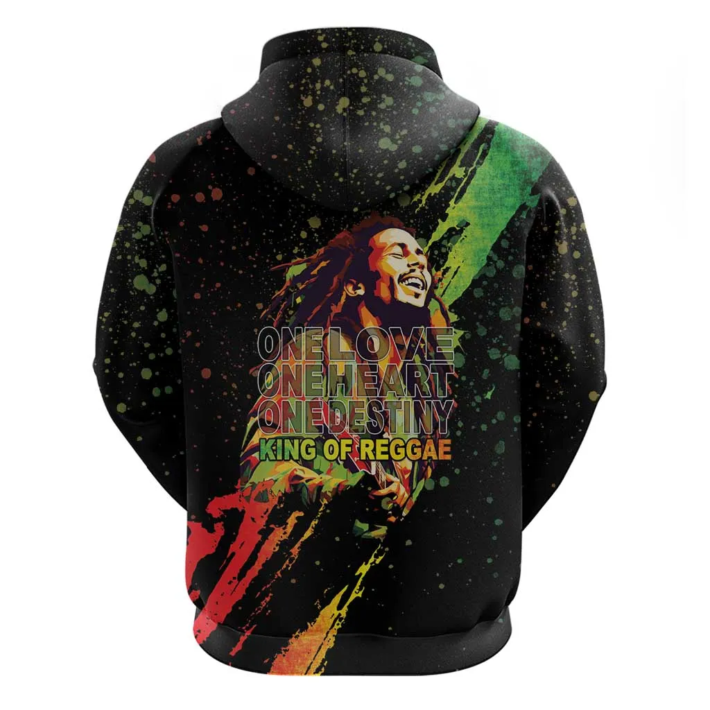 Afro Legend Bob Zip Hoodie One Love Heart Destiny LT05
