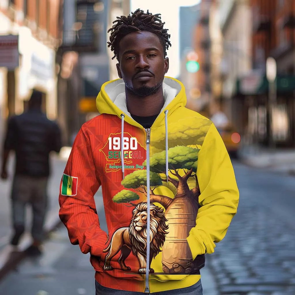 Afro Senegal Independence Day Zip Hoodie 65th Anniversary - Kente Pattern LT15