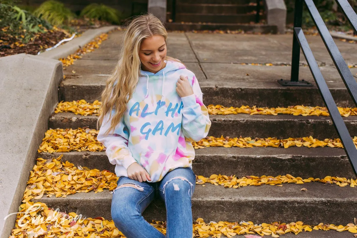 Alpha Gam Tie Dye Watercolor Hoodie