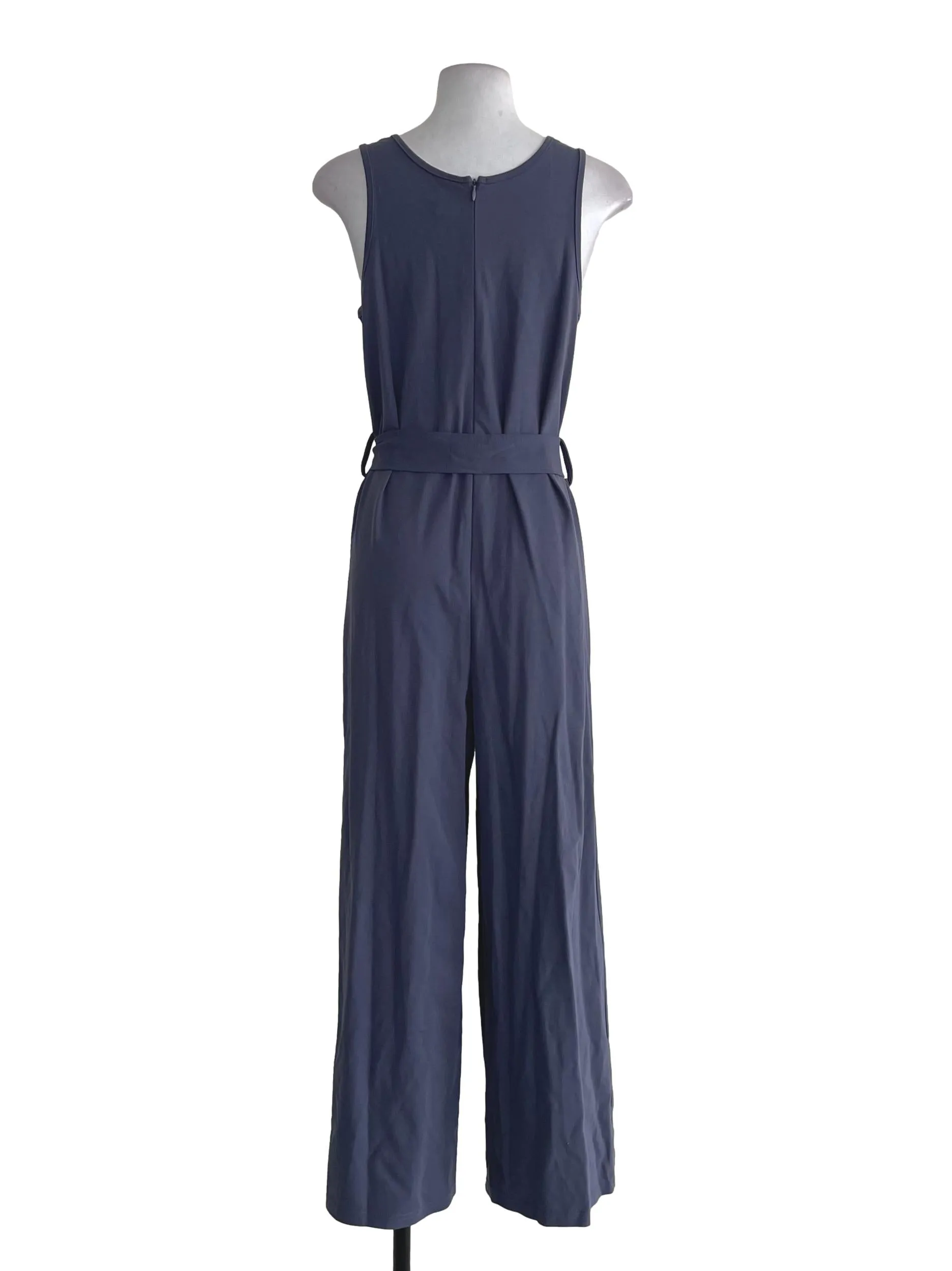 Ash Blue Tank Jumpsuit With Tie-Knot