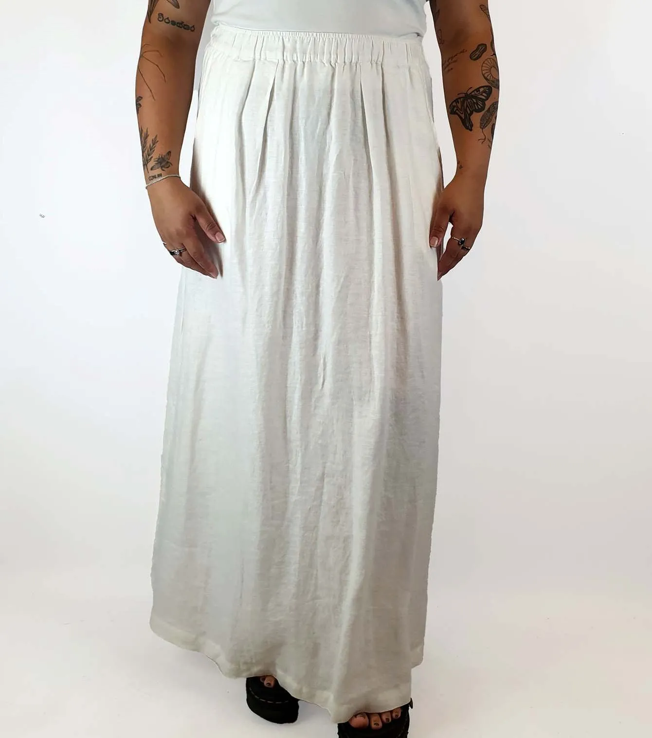 Assembly Label white linen maxi skirt size 14