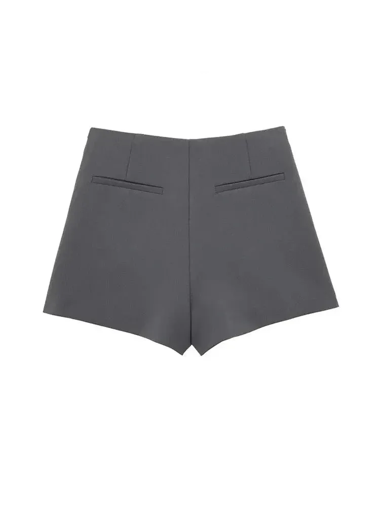 Asymmetric Shorts Skirts Women High Waist Side Zipper Female Skort Fashion