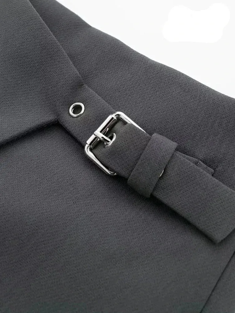 Asymmetric Shorts Skirts Women High Waist Side Zipper Female Skort Fashion