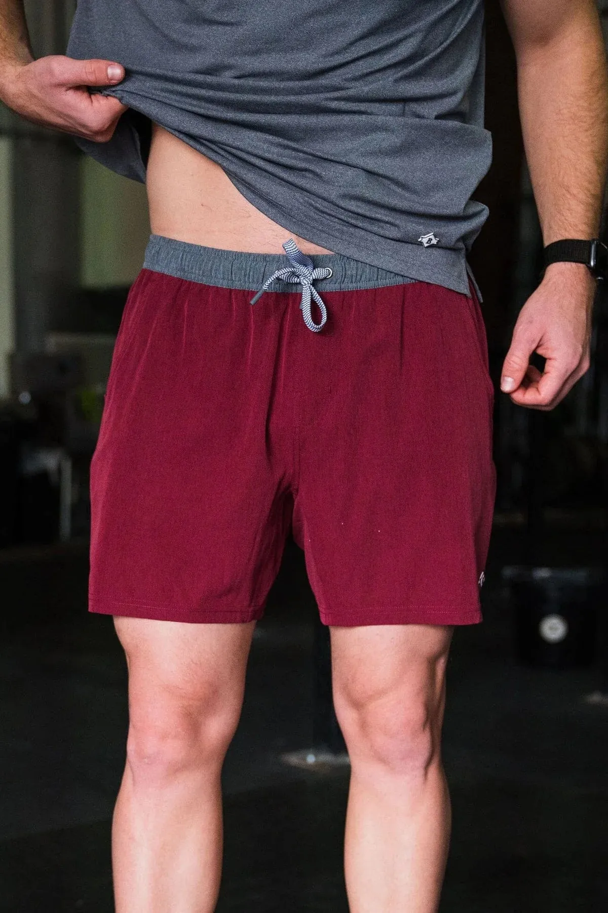 Athletic Shorts-Maroon-Burlebo