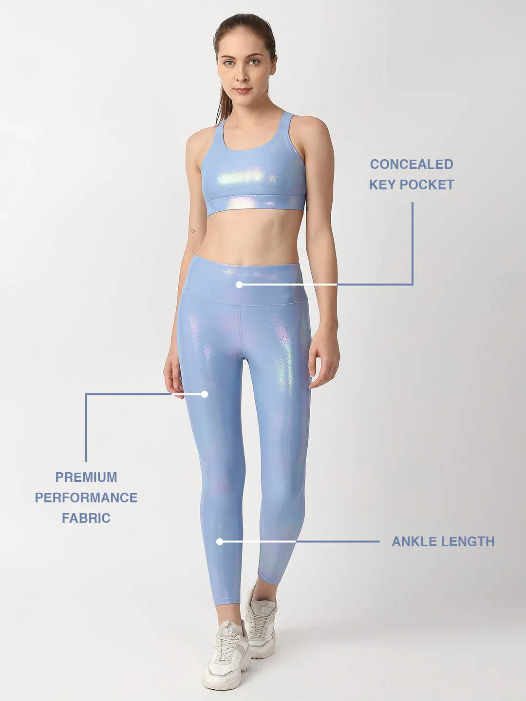 Beachy Blue Holo High Rise Leggings