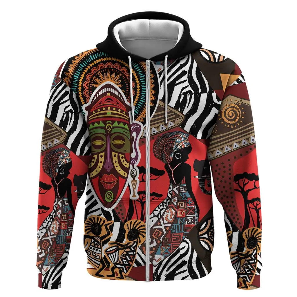 Beautiful African Women Ethnic Motifs Zip Hoodie LT9