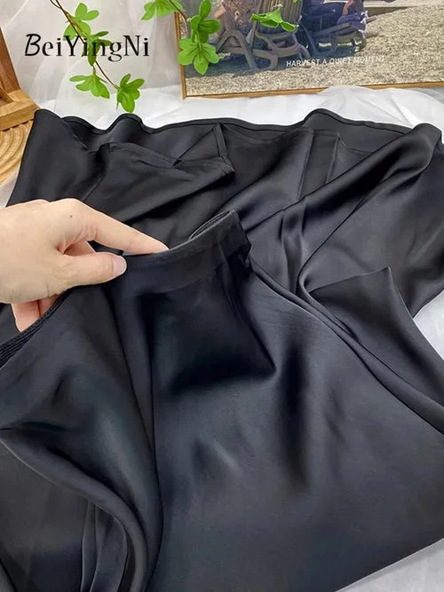 Beiyingni Elegant Satin High Waist Skirts Women Elegant Luxury Korean
