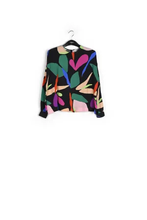 Black graphic-print top