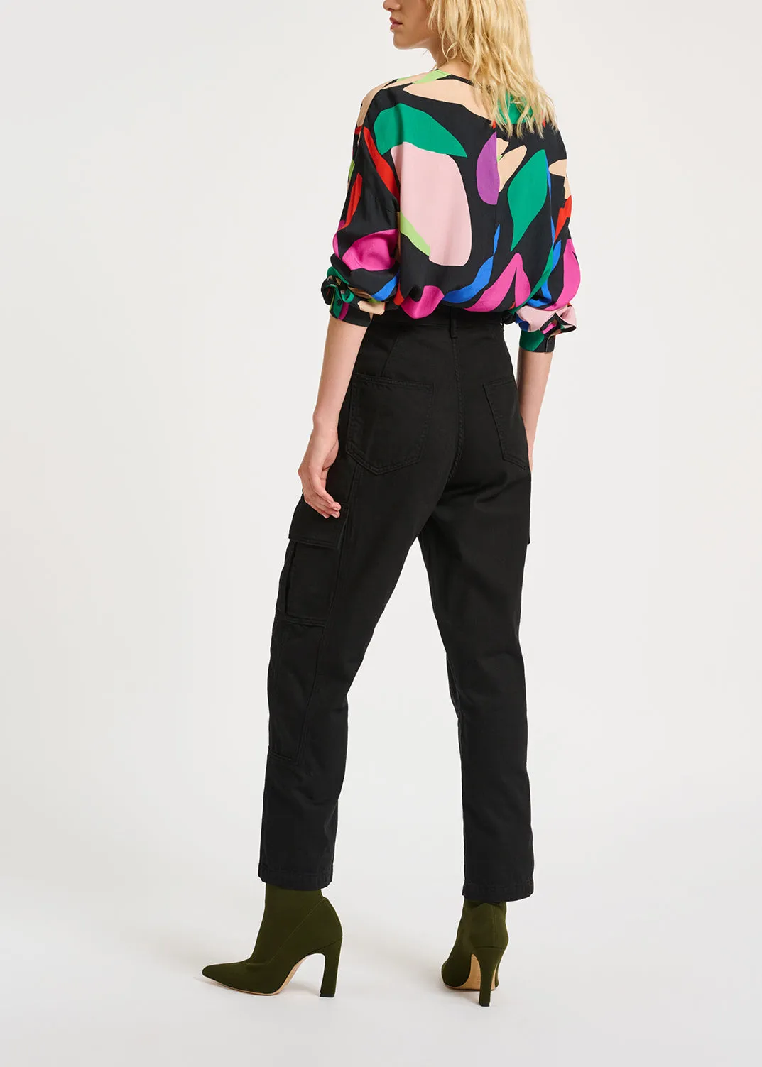 Black graphic-print top