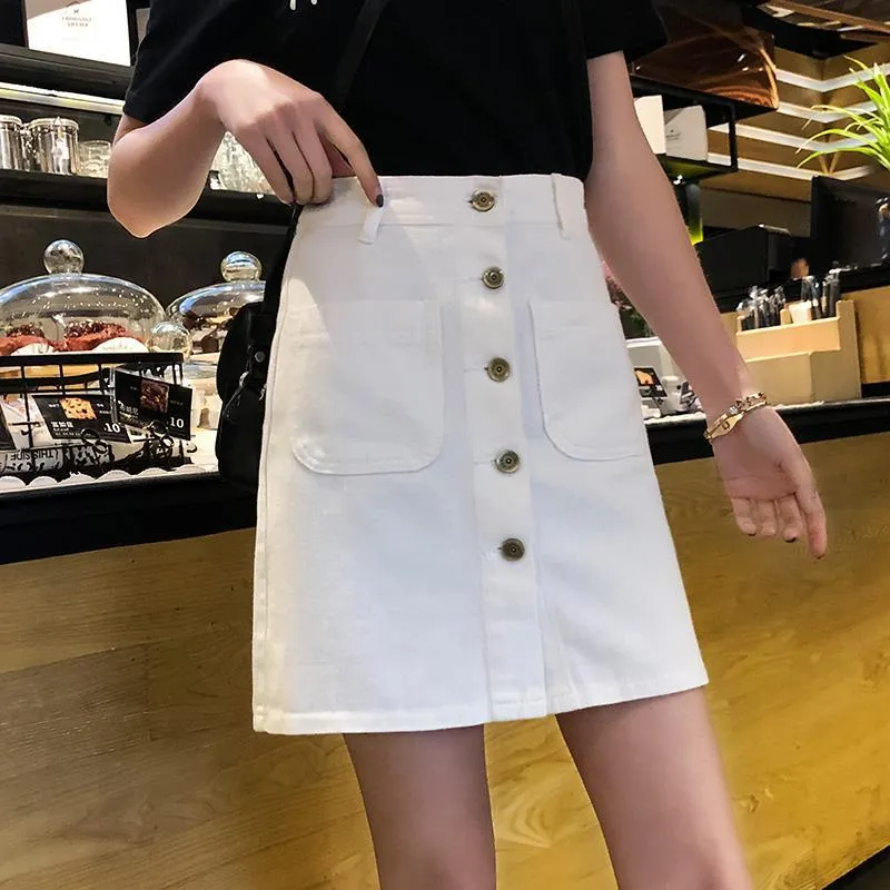 Black High Waist Denim Skirt for Women Summer Short Skirt Woman Skirts