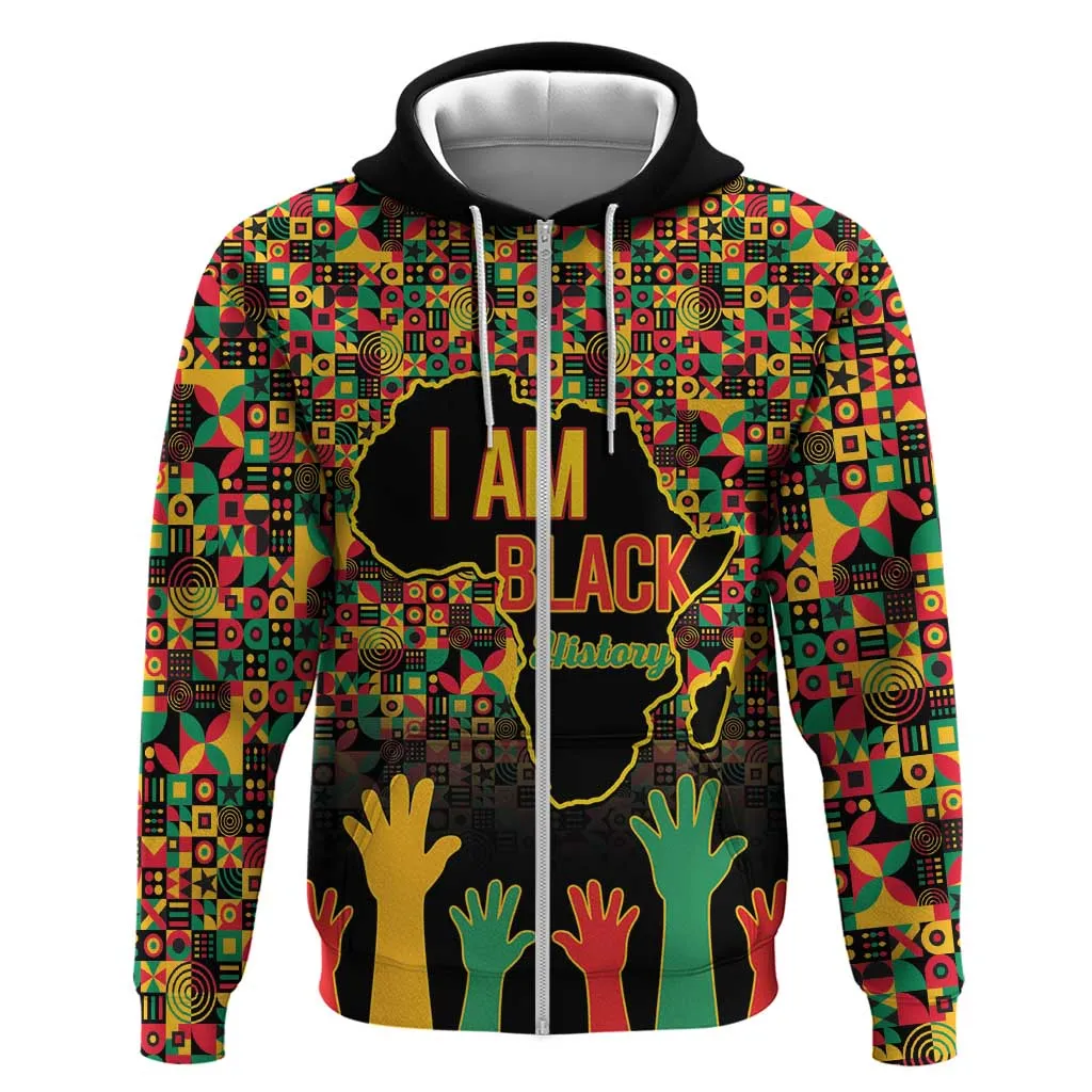 Black History Month Zip Hoodie I'm Black And I'm Proud LT15