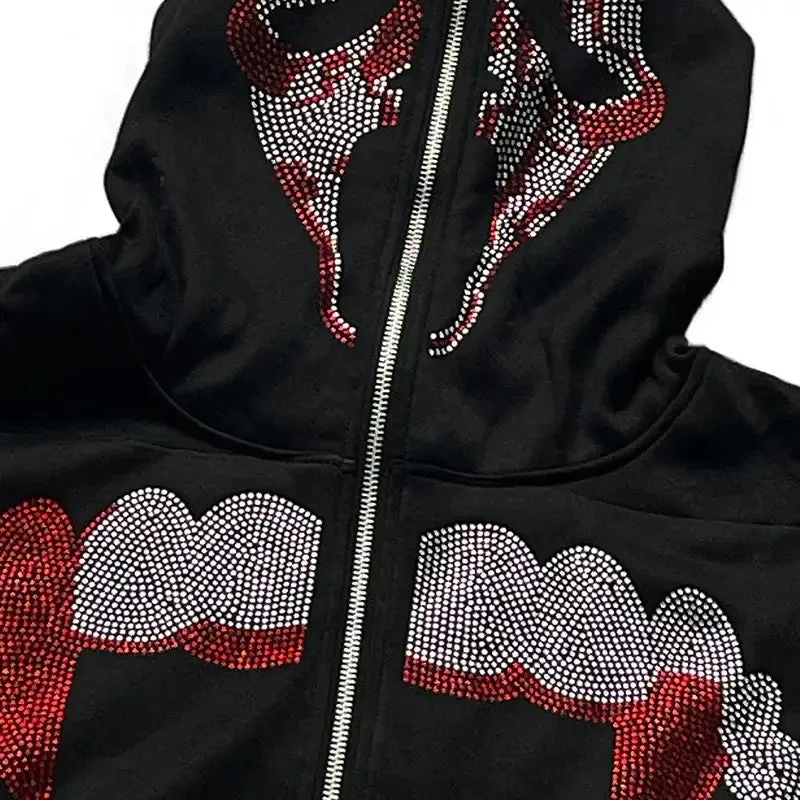 Black Rhinestone Hoodie