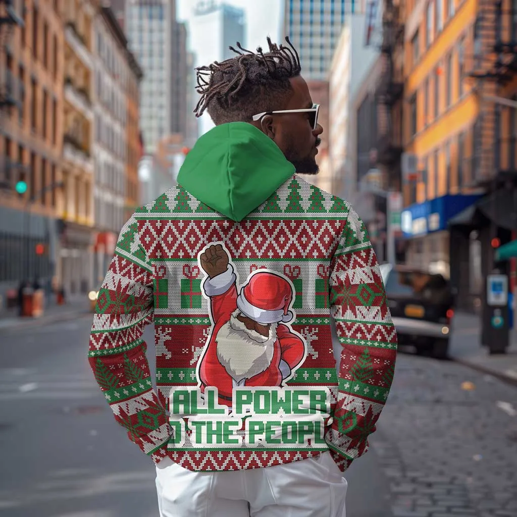 Black Santa Fist Christmas Africa Zip Hoodie All Power to the People DT03