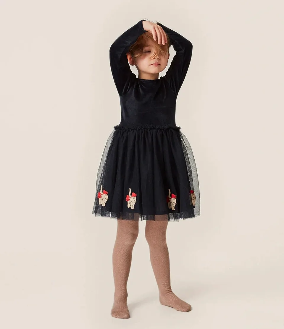 Black Tulle Skirt with Cute Cat Design Along the Base