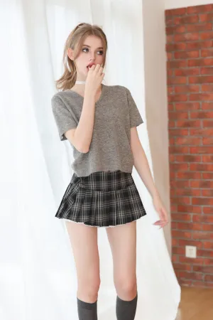 Black&White Plaid A-lined Skirt