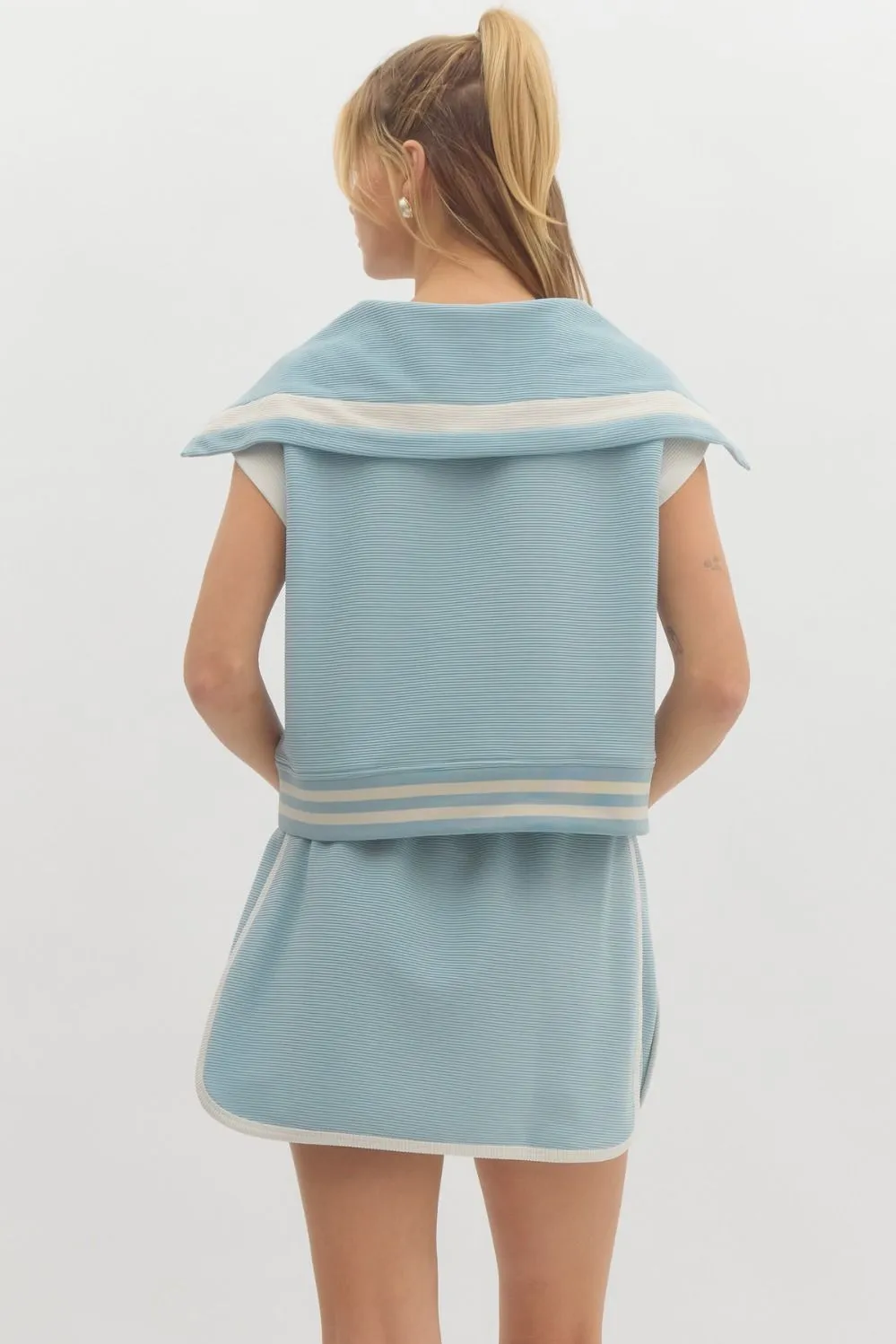 Blue Varsity Skirt Set