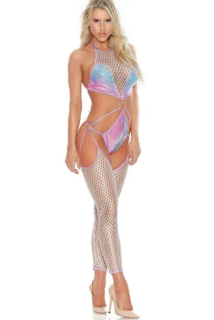 Bodysuit With Attached Net Leggings