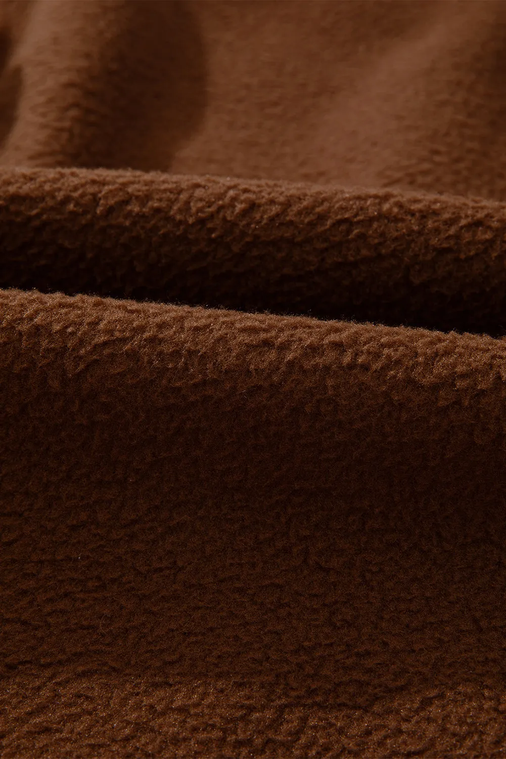 Brown Half Zip Fleece Pullover Sweatshirt