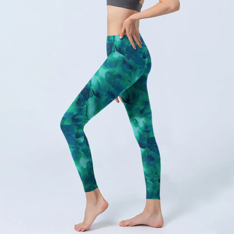 Buddha Stones Floral Print Gym Leggings Women's Yoga Pants